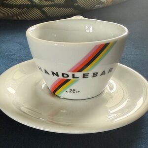 ☕️ Retro Vinyl Record Santa Barbara Coffee Shop Rainbow Demitasse Cup & Saucer